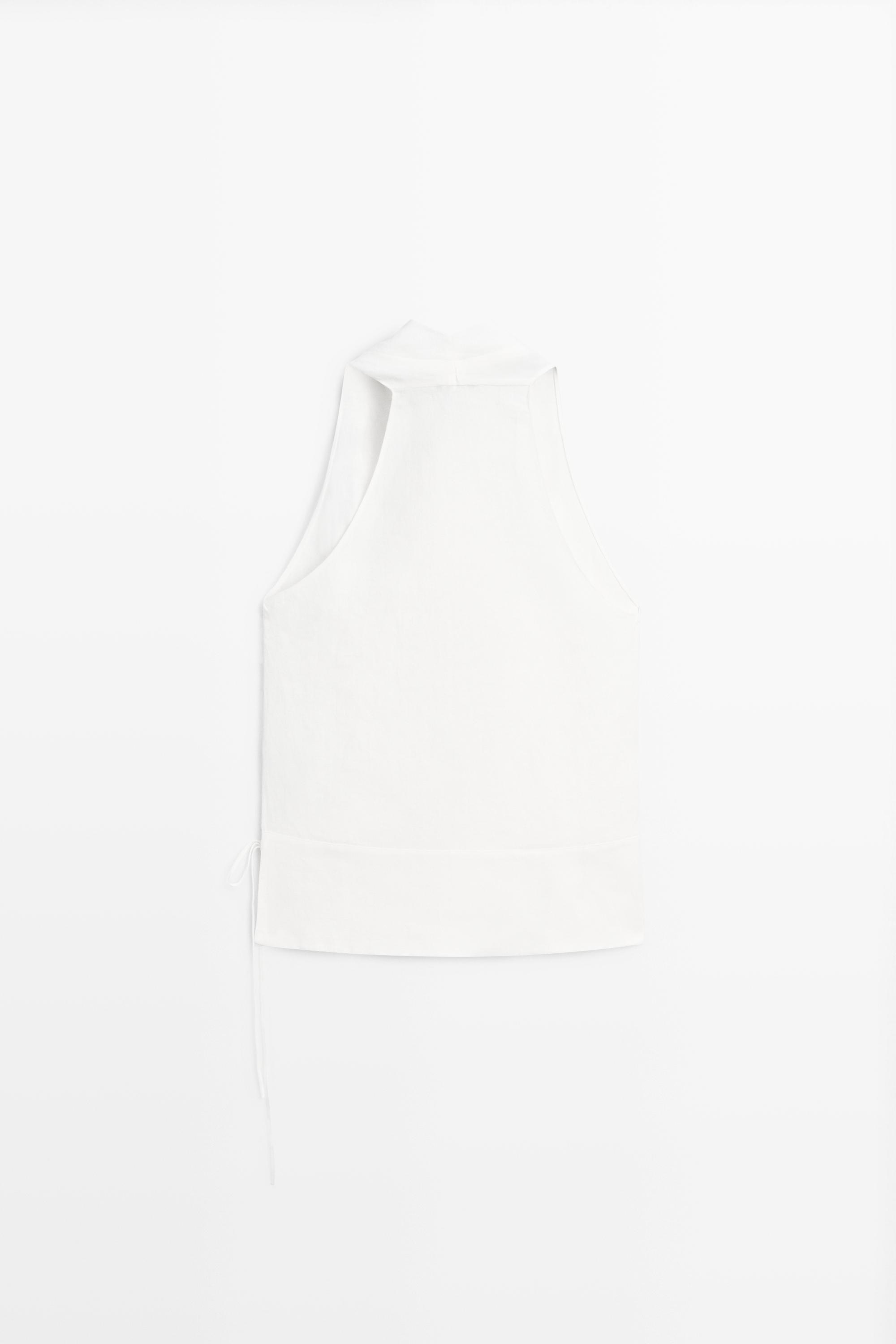 100% linen surplice top with corset belt detail
